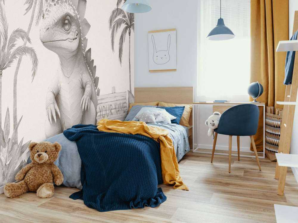 Baby-Stegosaurus im beigefarbenen Dschungel