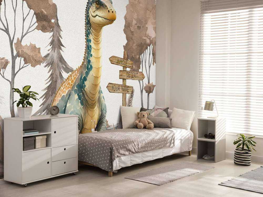 Baby-Brachiosaurus im taupefarbenen Dschungel