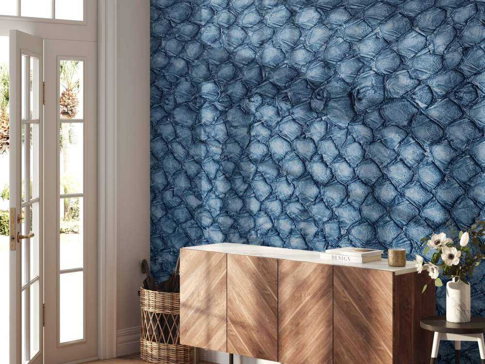 Lachshauttextur in Blau