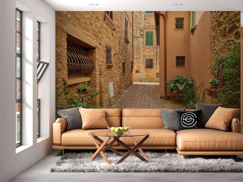 Straße mit Pflanzen und Blumen