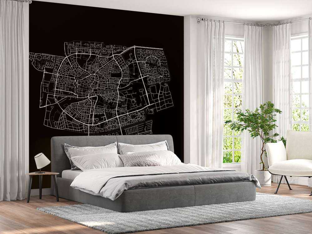 Karte von Leeuwarden, schwarz