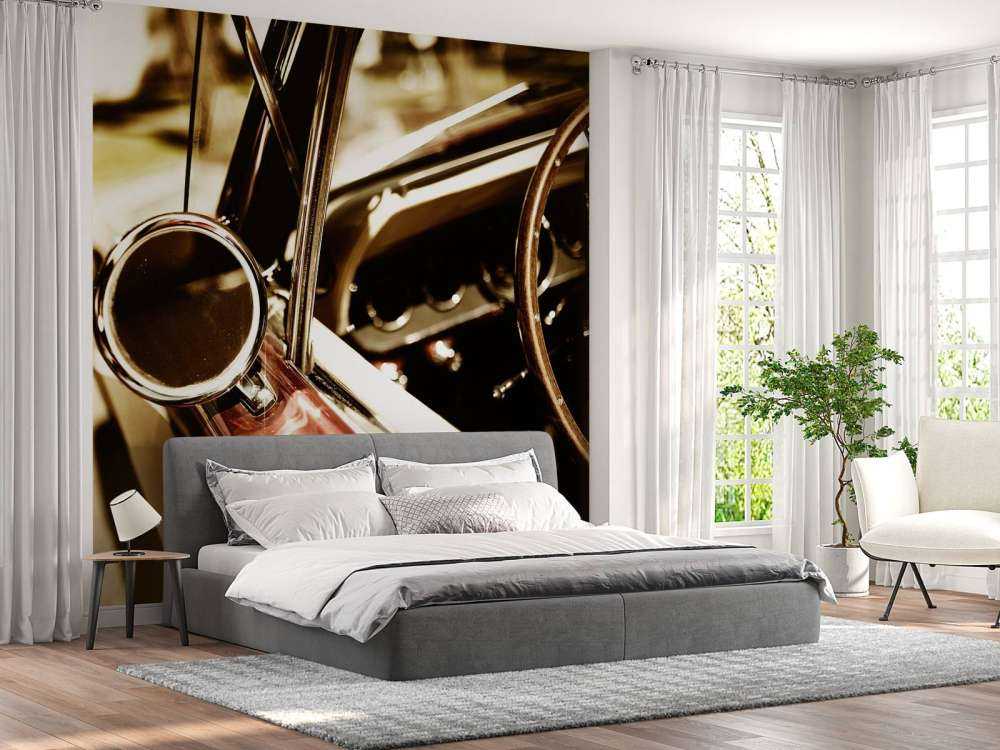 Nahaufnahme von einen roter Oldtimer