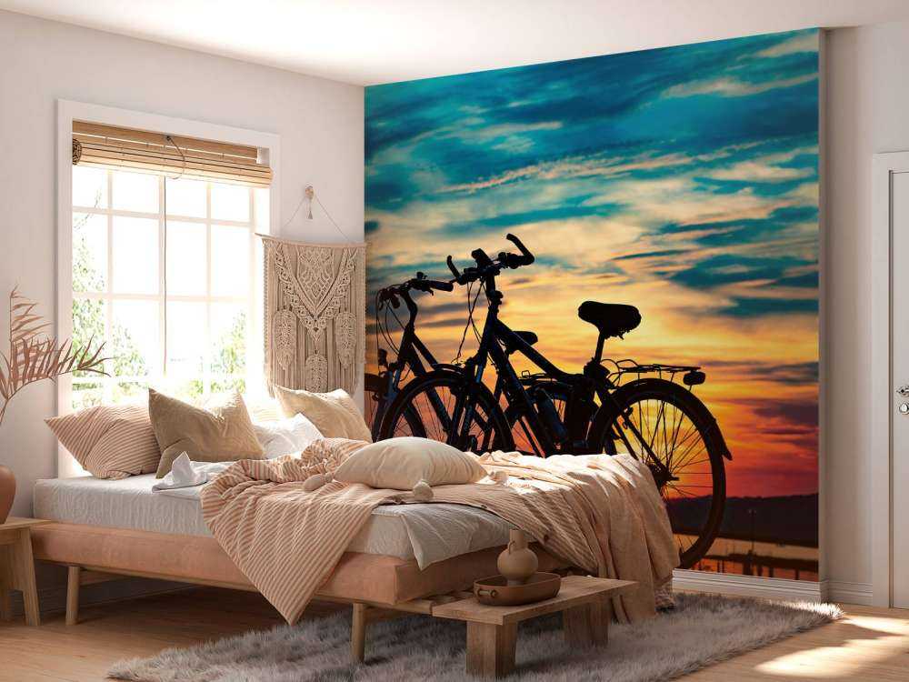 Radfahren bei Sonnenuntergang