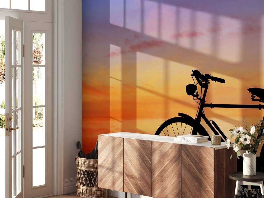 Oldtimer-Fahrrad bei Sonnenuntergang
