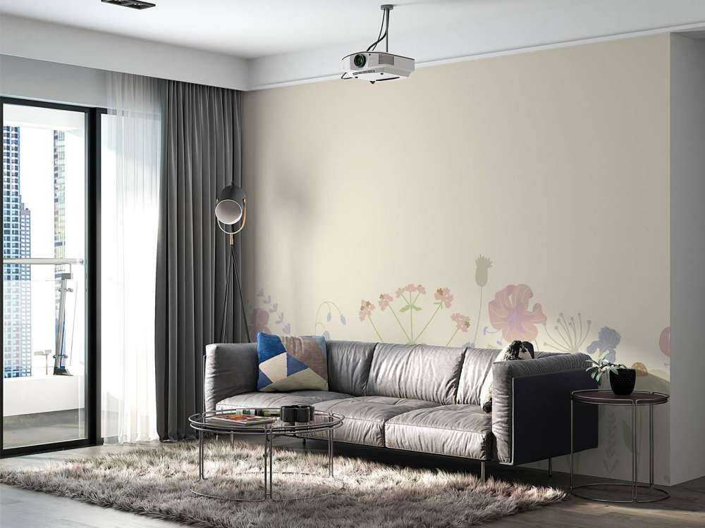 Blumenfeld beige, altrosa, grün und flieder