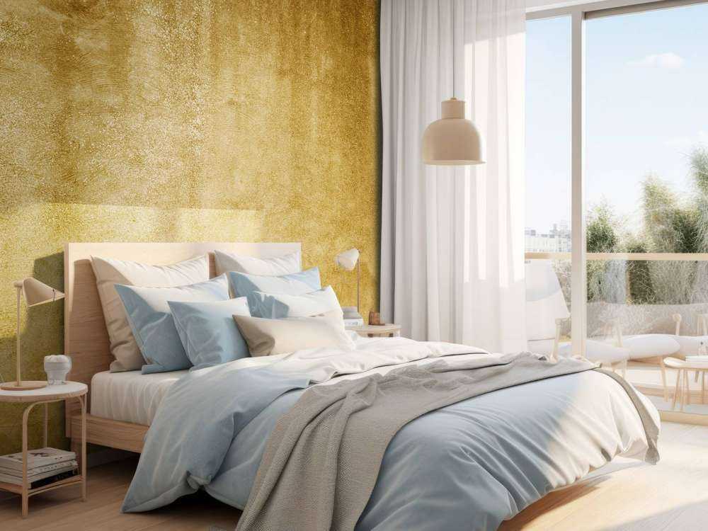 Ockerhaltiger gelber Beton auf Fototapete