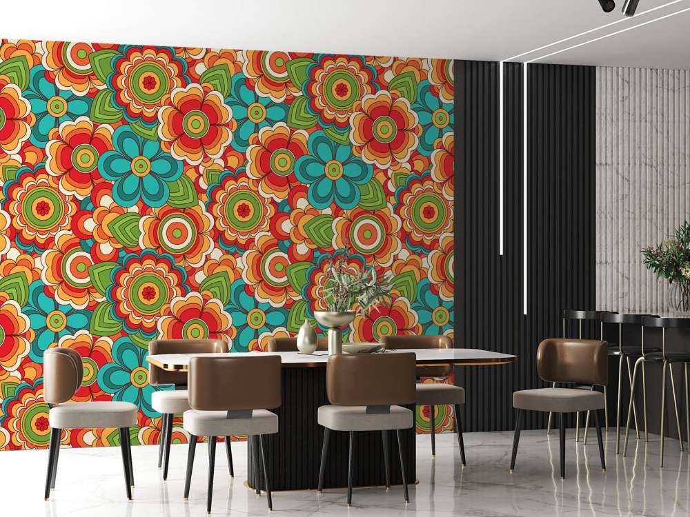 Bunte Retro Blumen