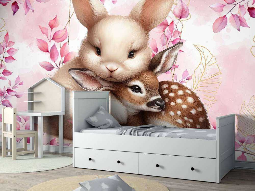 Liebendes Kaninchen und Reh