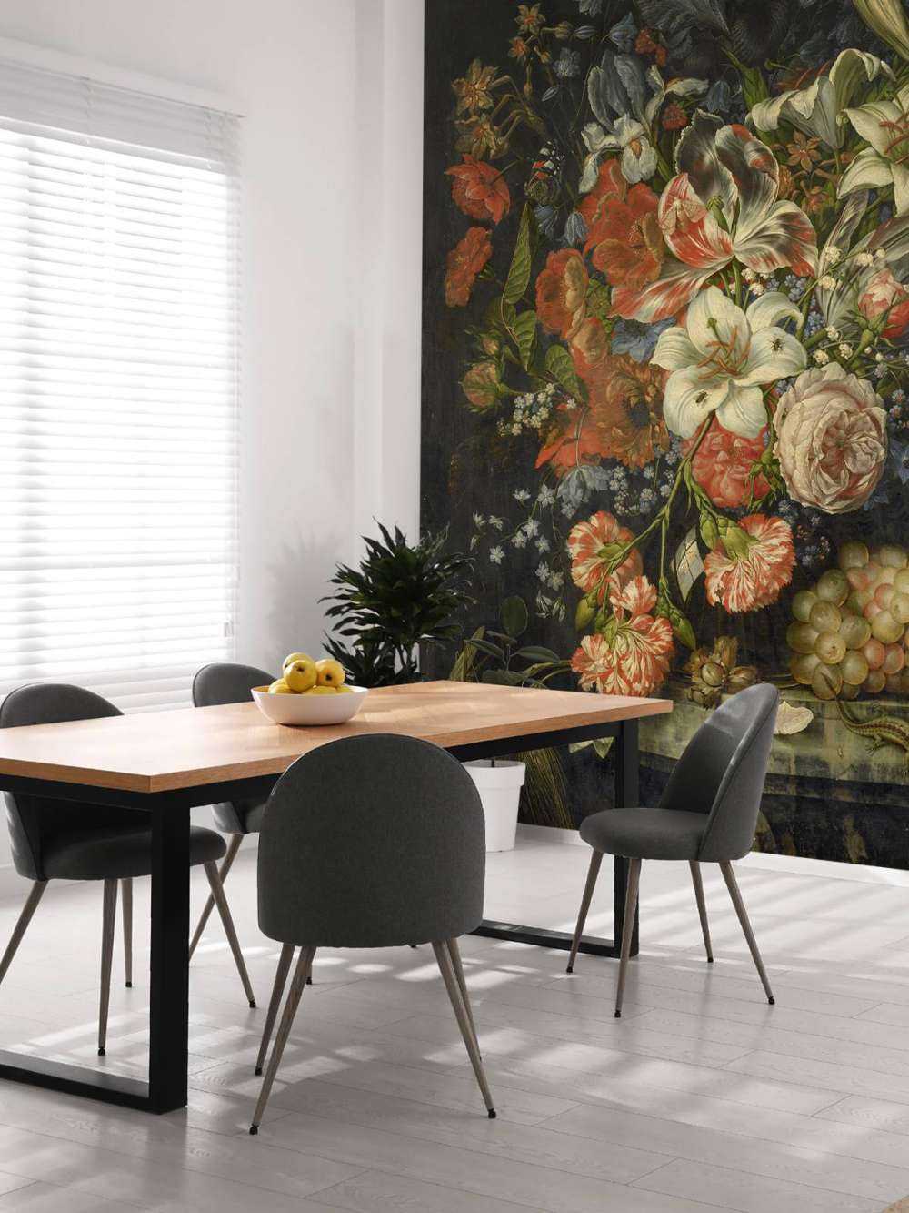 Stilleben mit Blumen und Früchten
