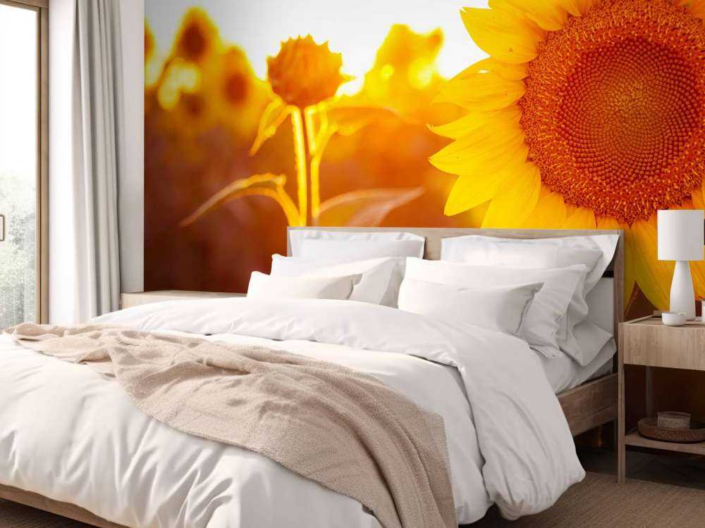 Warmes Sonnenblumenfeld