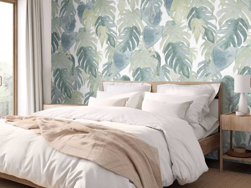 Tropische Palmen in Aquarelltechnik