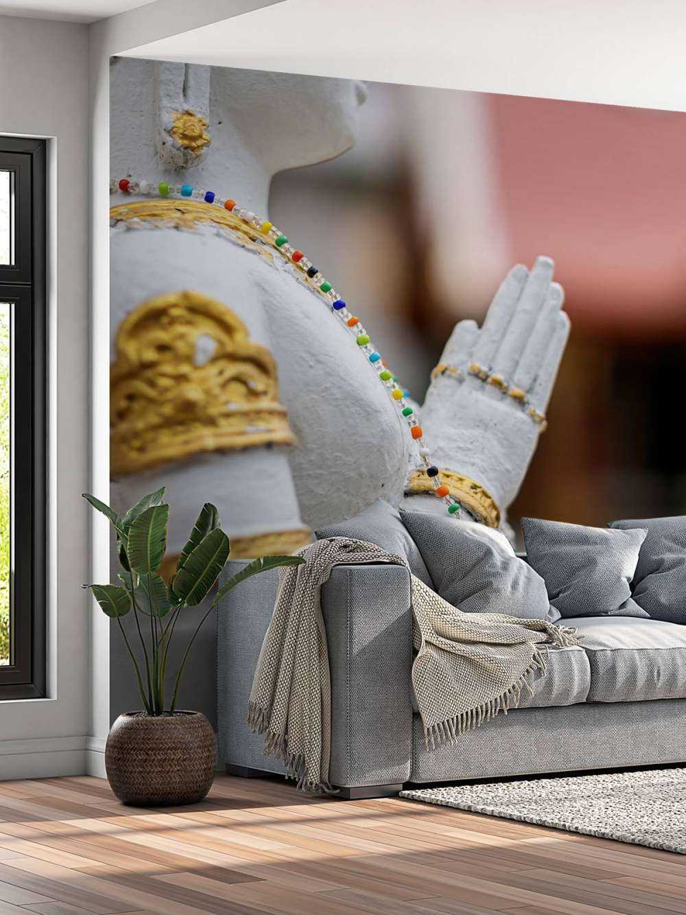 Weißer und goldener Buddha Tempelanlage in Bangkok (Thailand)