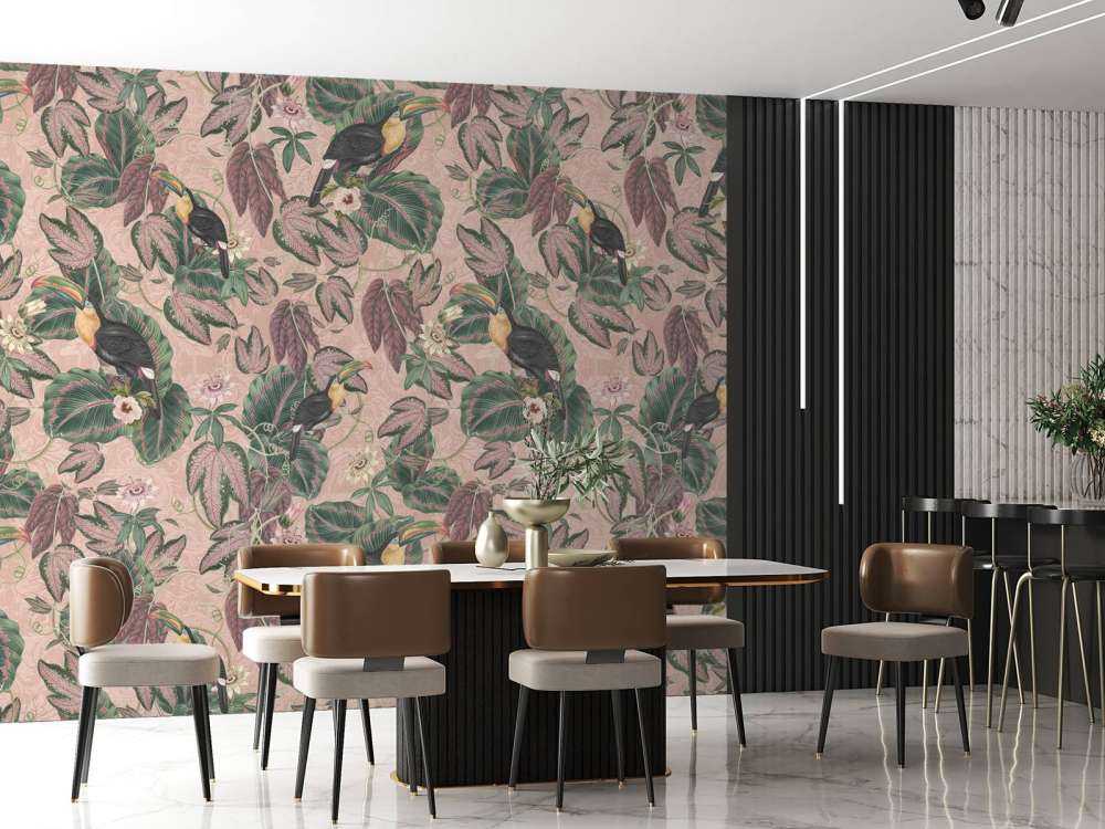 Tropische Dschungelvögel & -tukane - rosa