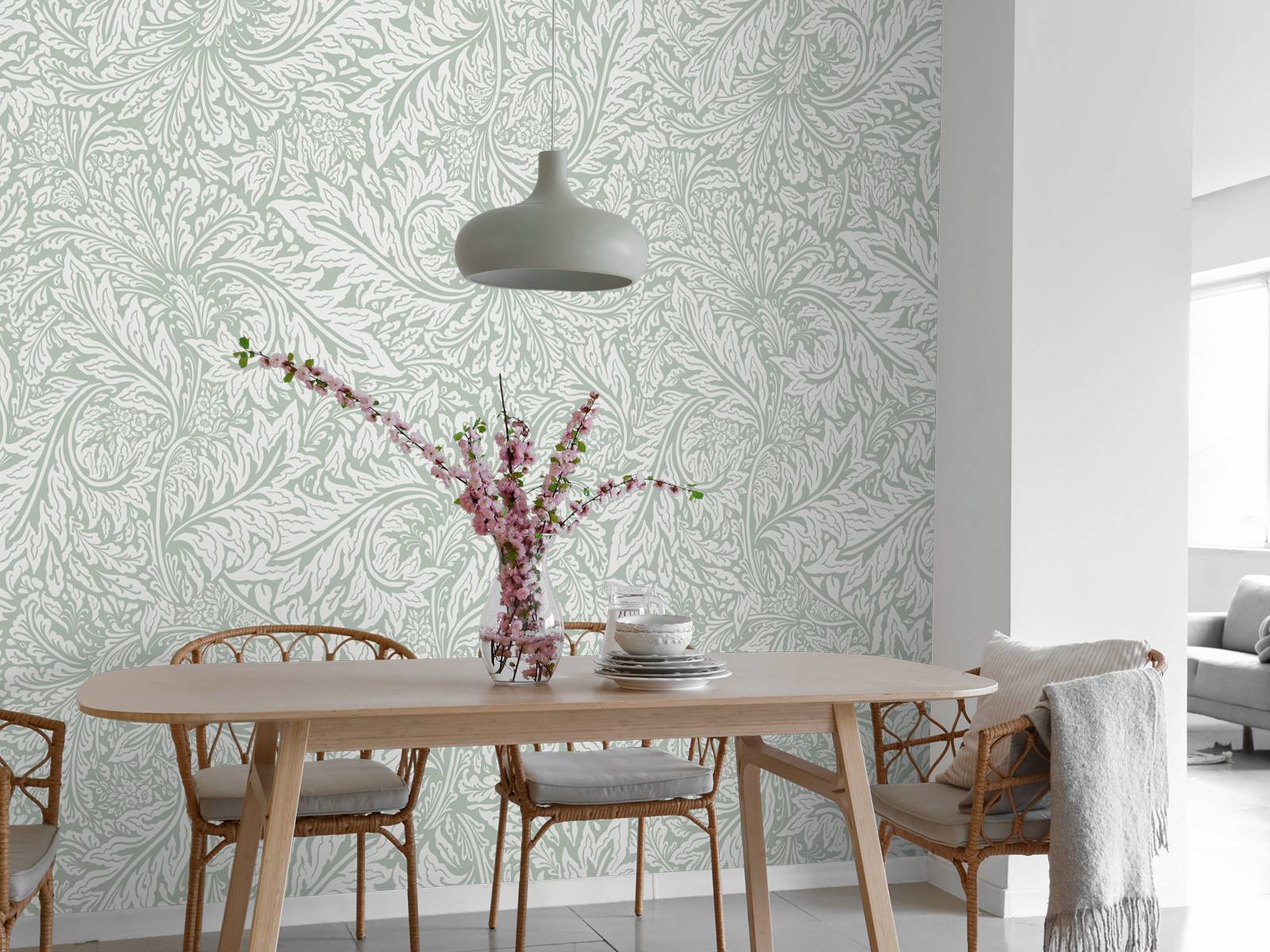 Morris Florals & Leaves - salbeigrün