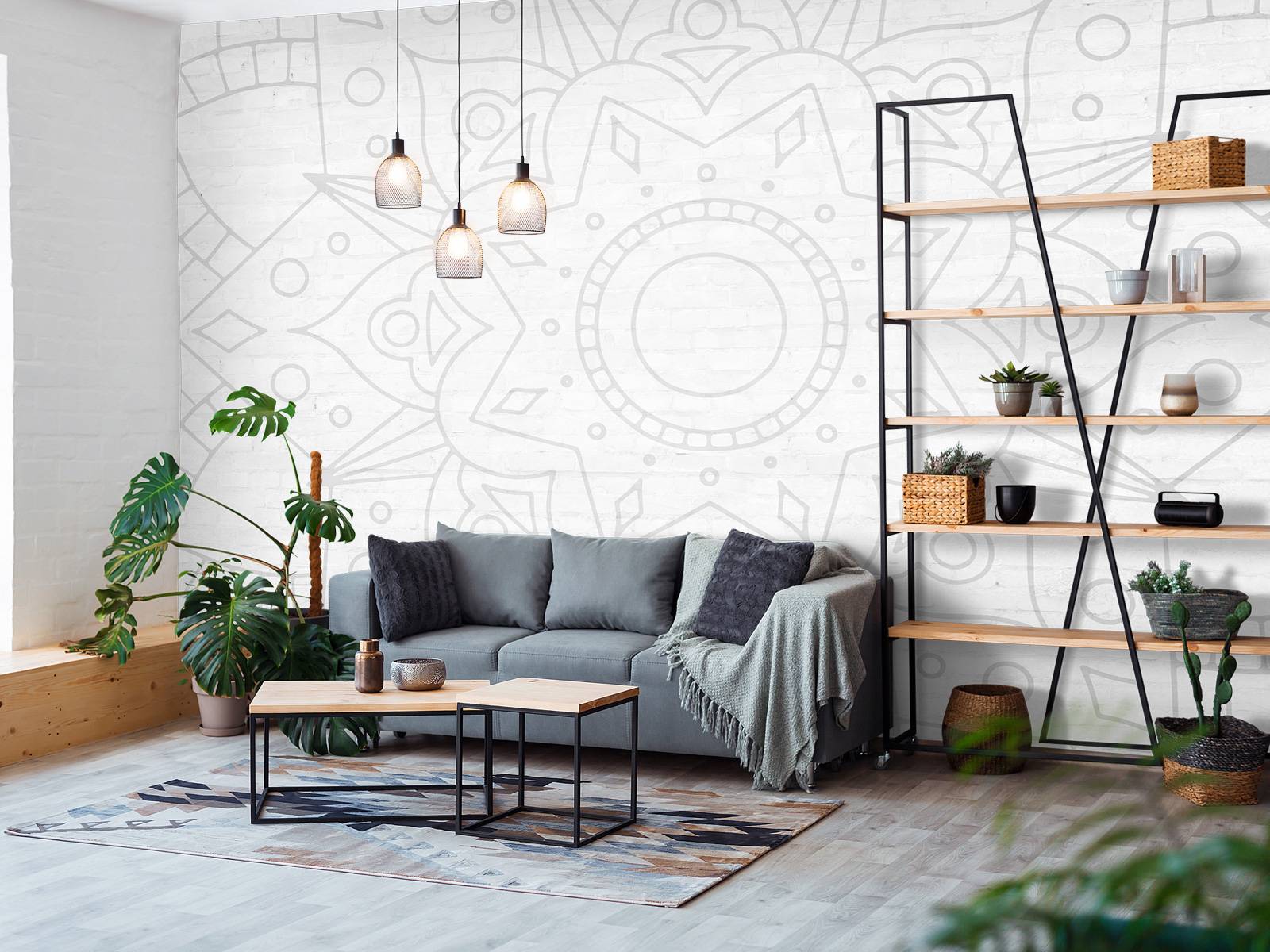 Geometrisches Mandala Grau