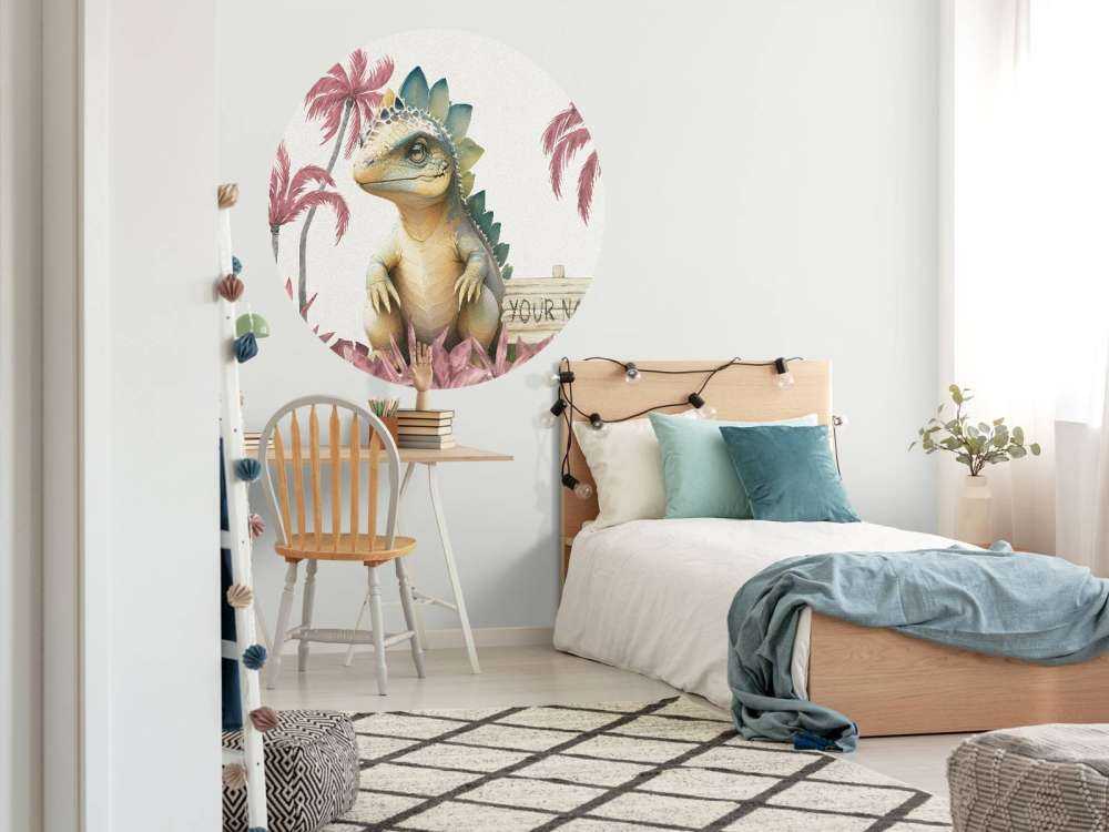 Baby-Stegosaurus im rosa Dschungel