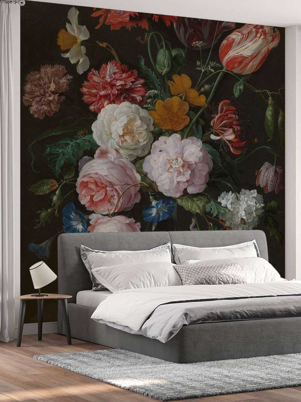 Stillleben mit Blumen in einer Glasvase