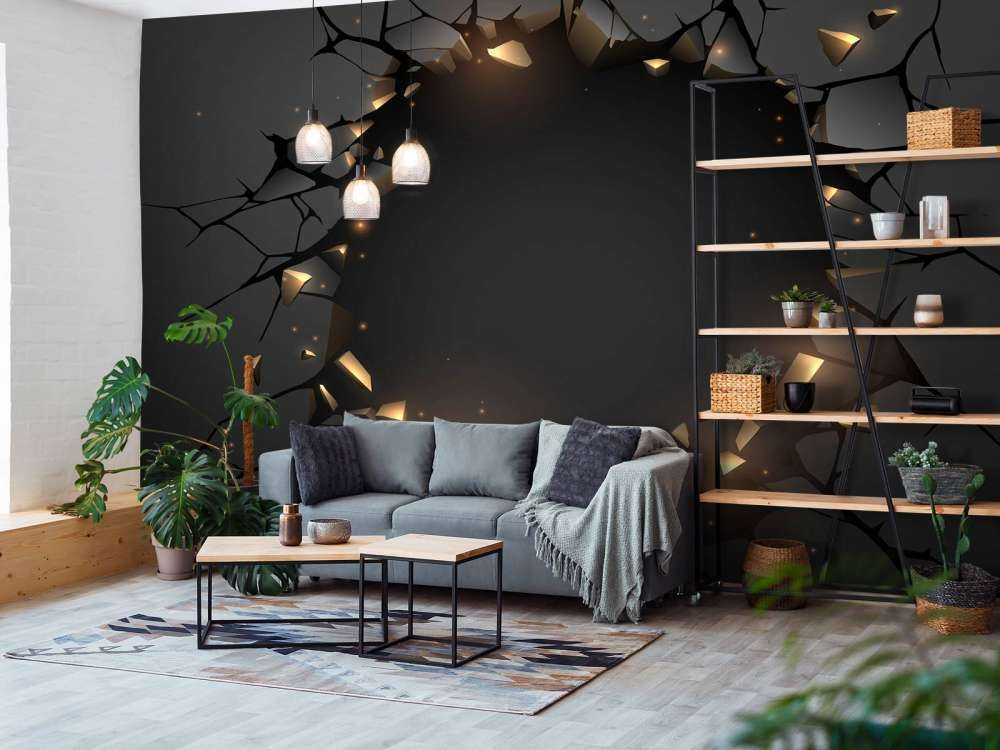 Schwarze Wand mit Loch