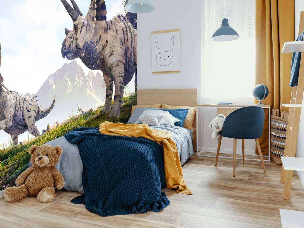 Dinosaurier wandern durch die Landschaft