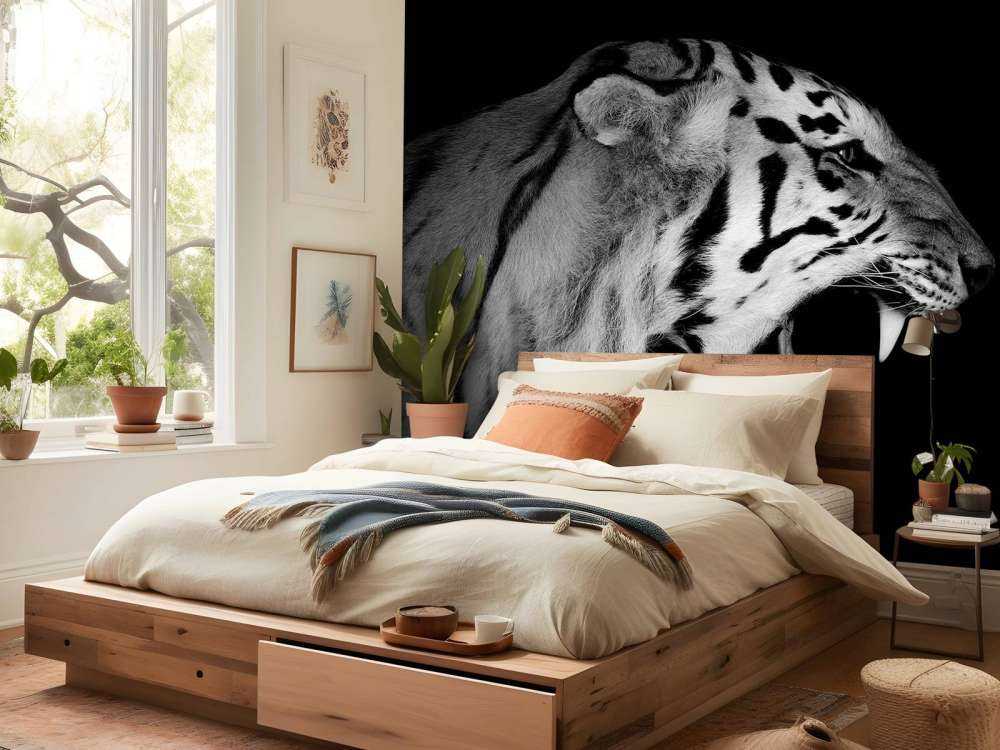 Brüllender Tiger schwarz