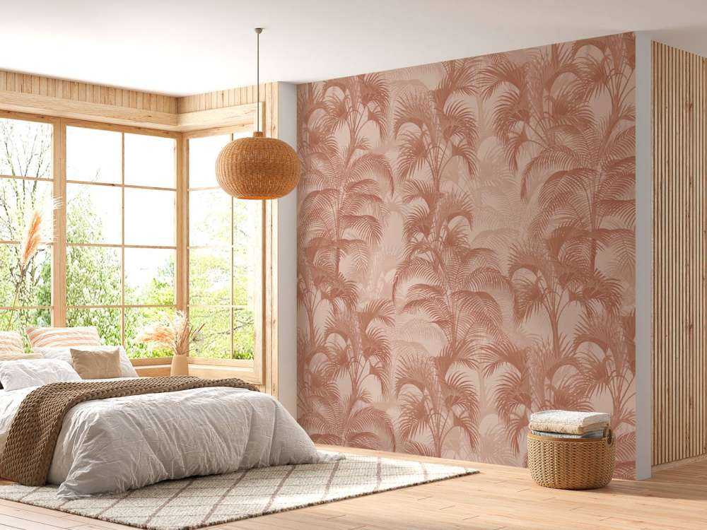 Tropische Palmen im Vintage-Stil - Terrakotta