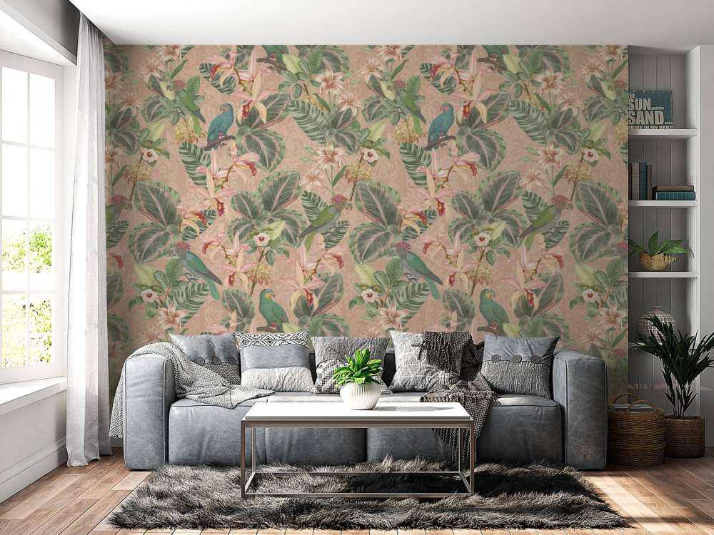 Tropical Jungle Vögel & Papageien - terracotta