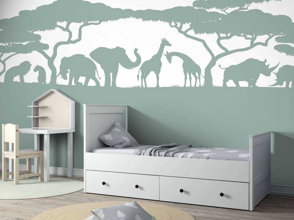 Silhouetten-Safari-Tiere, hellgrün