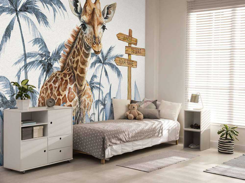 Baby-Giraffe im Dschungel blau