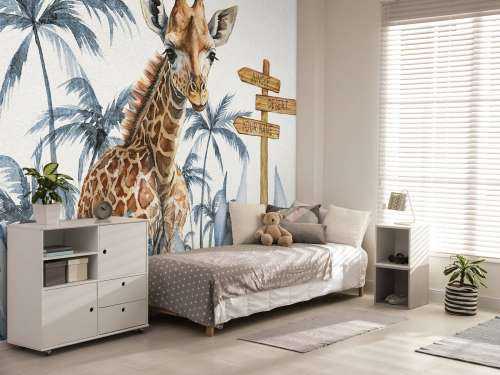 Baby-Giraffe im Dschungel blau