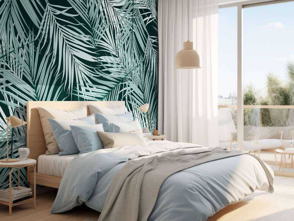 Tropische Blätter auf schwarzem Hintergrund