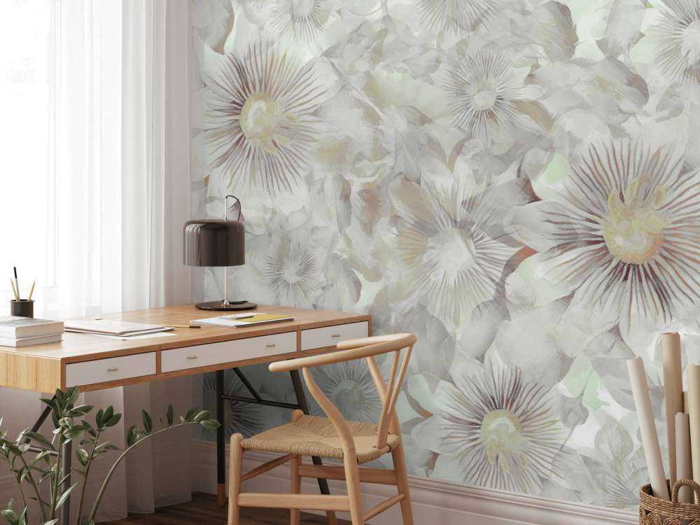 Botanische Aquarell-Eleganz Nebelgrau