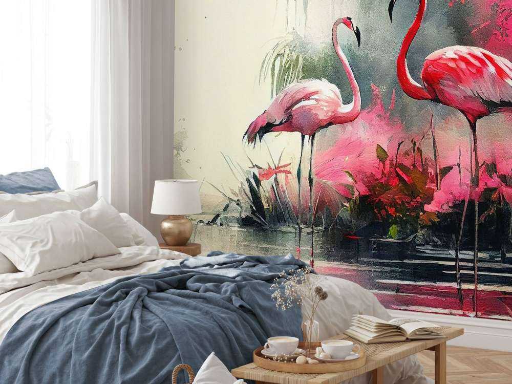 Karminroter Flamingo Skizze