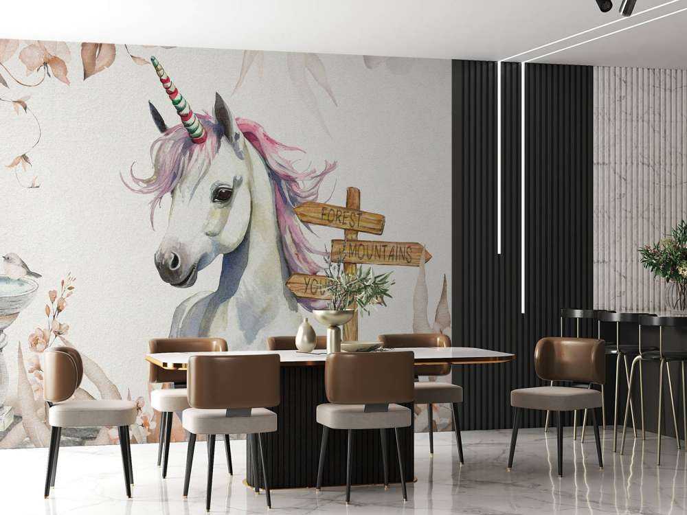 Baby Einhorn mit Pflanzen taupe
