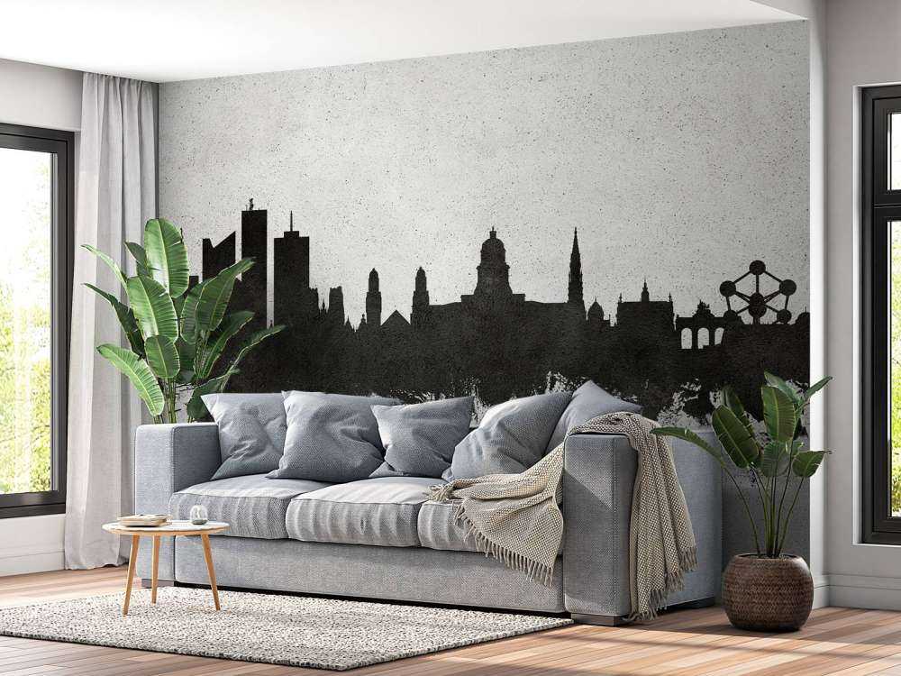 Aquarell-Skyline, Brüssel