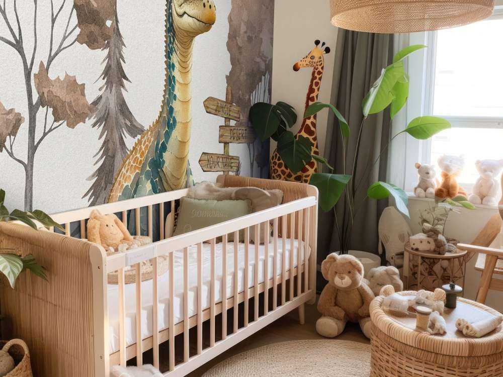 Baby-Brachiosaurus im taupefarbenen Dschungel