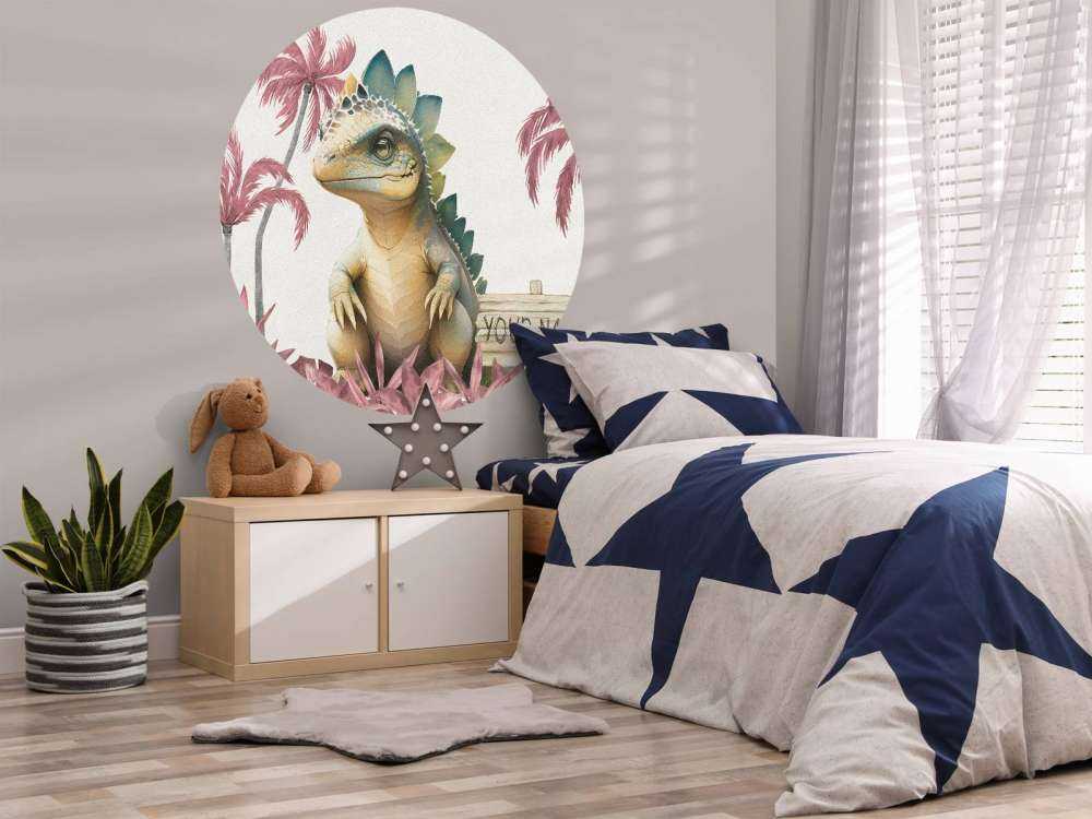 Baby-Stegosaurus im rosa Dschungel