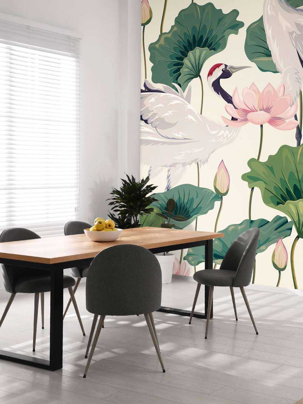 Kranichpaar mit Lotos