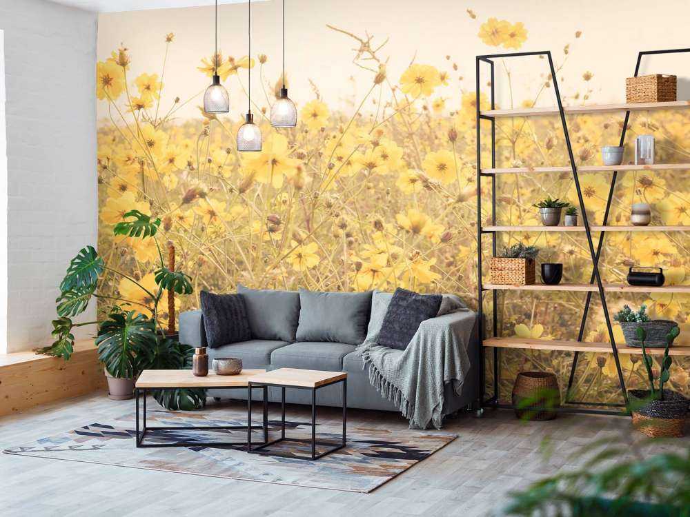 Gelbe Blumen im Vintage-Look