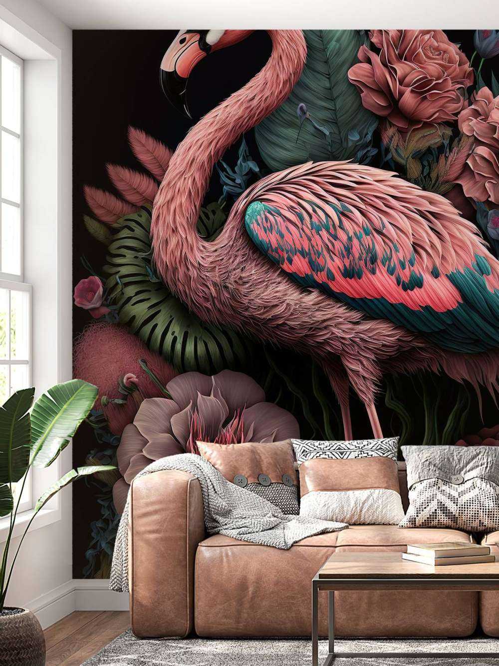 Flamingo Blumenpracht Nacht