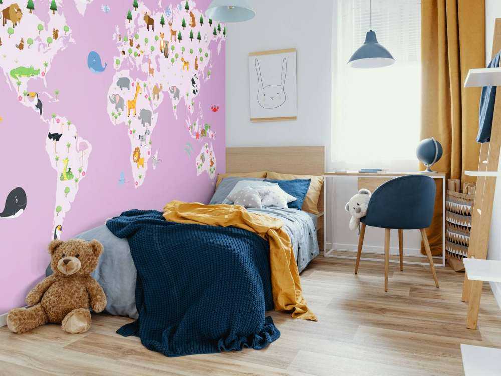 Kinder Weltkarte rosa