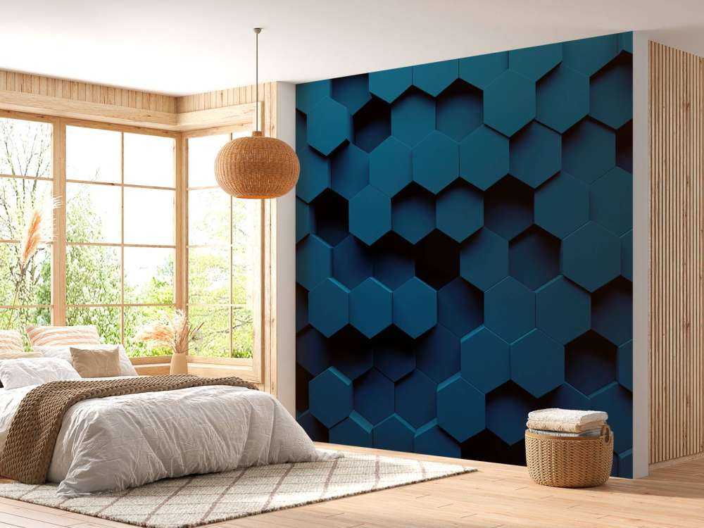 Dunkelblaue Hexagone