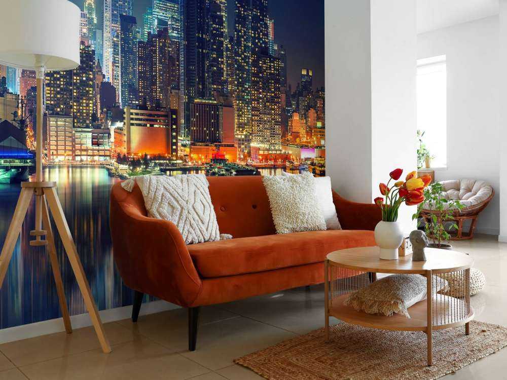 Fototapete New Yorker Skyline bei Nacht
