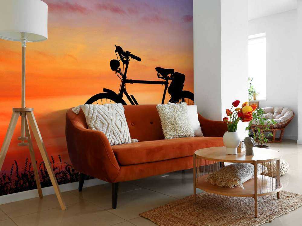 Oldtimer-Fahrrad bei Sonnenuntergang