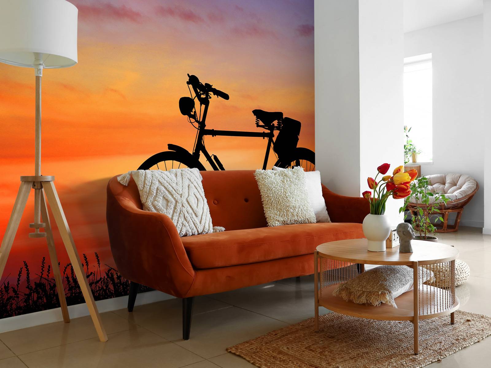 Oldtimer-Fahrrad bei Sonnenuntergang