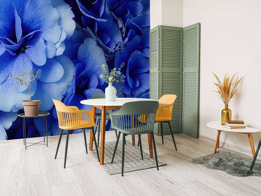 Nahaufnahme von blauen Hortensien