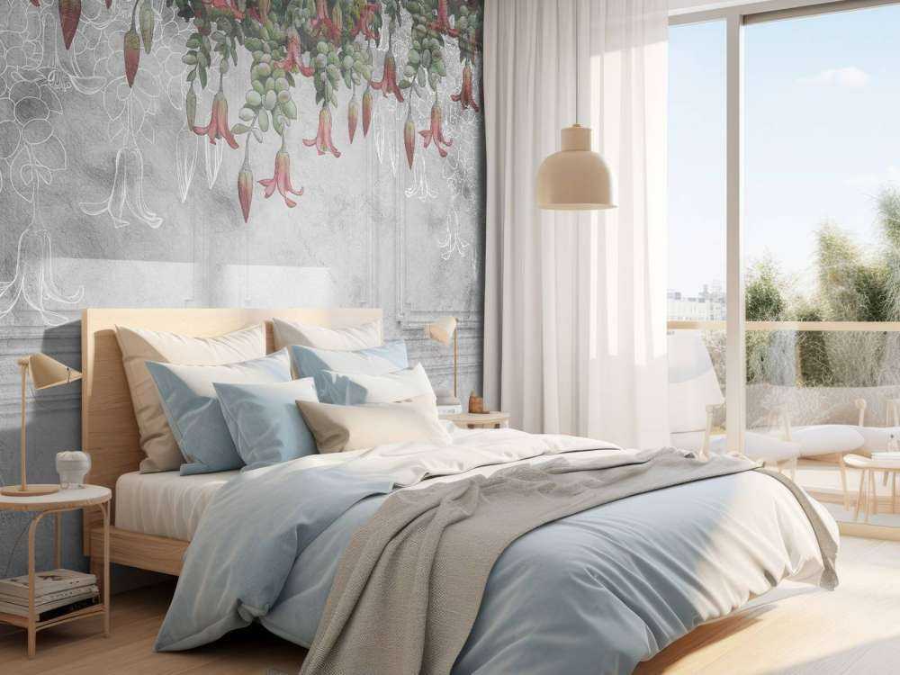 Klassische graue Verkleidung mit Blumen