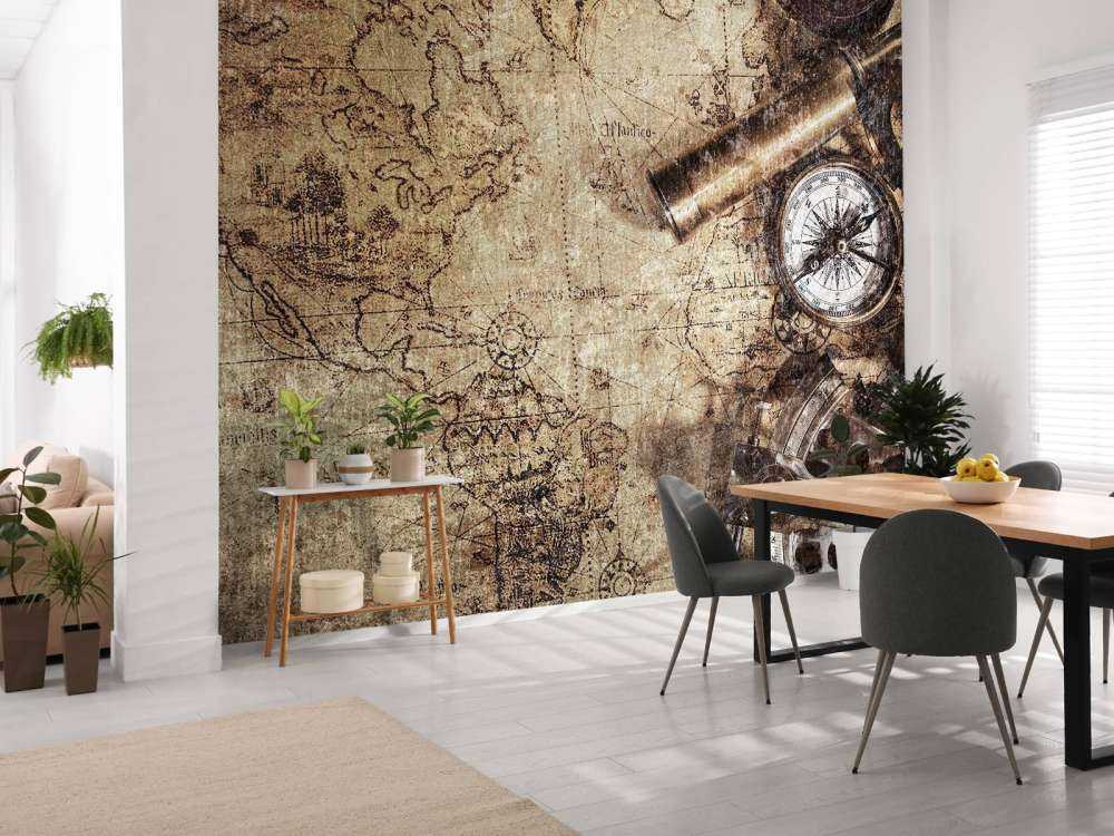 Weltkarte mit Kompass