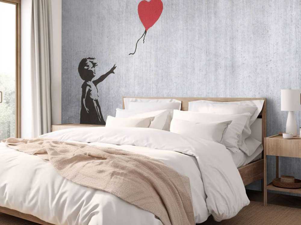 Banksy - Balloon girl, grey concrete