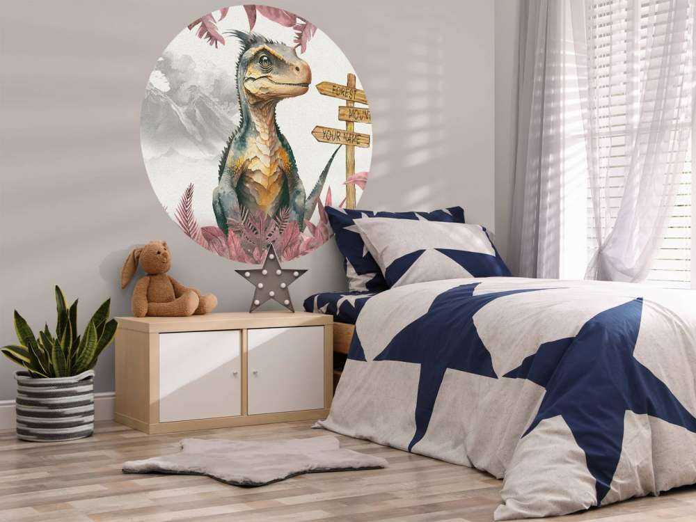 Baby-Velociraptor im rosa Dschungel