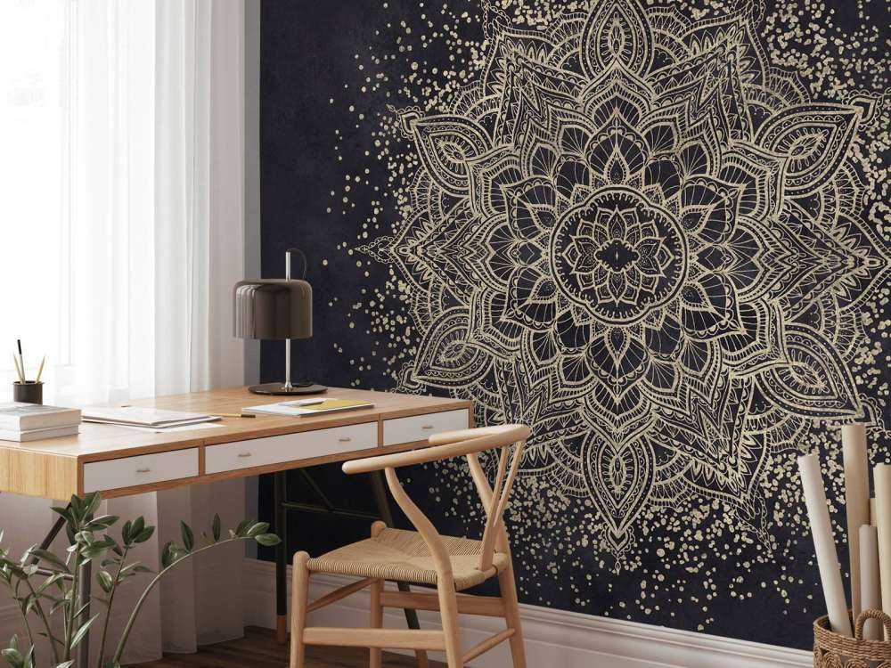 Golden Sparkling Mandala - dunkelmarine